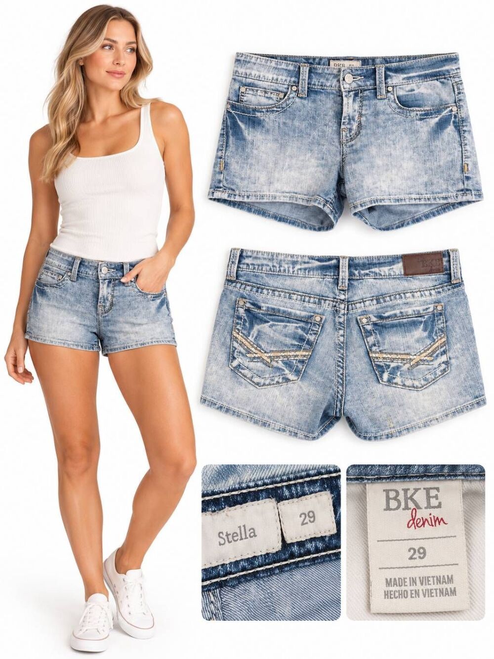 BKE Denim 29 Stella Shorts Acid Wash Low Rise Y2K